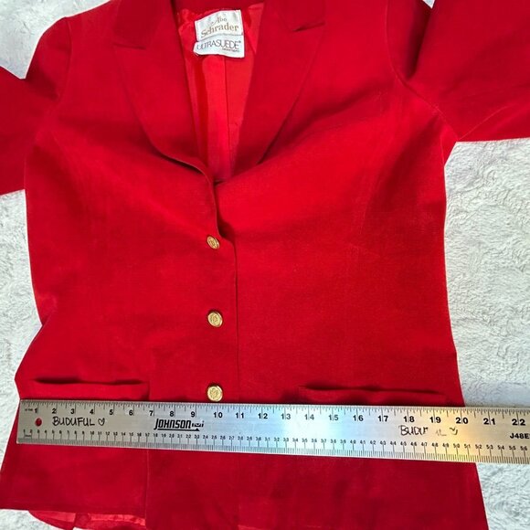 Vintage 1970s Abe Schrader Ultrasuede Three-Button Blazer Jacket Red Lightweight - Picture 5 of 8